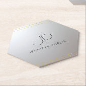 Initiaal Monogram Gold Silver Sjabloon Aanpassen Kartonnen Onderzetters (Schuin)