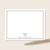 Initiaal Monogram Grijs Dubbele Rand Professioneel Notitiekaartje