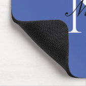 Initiaal monogram handgeschreven eigen naam blauw muismat (Hoek)