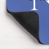 Initiaal monogram handgeschreven eigen naam blauw muismat (Hoek)