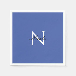 Initiaal monogram handgeschreven eigen naam blauw servet