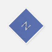 Initiaal monogram handgeschreven eigen naam blauw servet (Hoek)