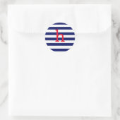 Initiaal monogram in kleine letters Navy Stripe Ronde Sticker (Tas)