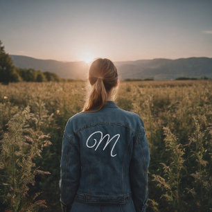 Initiaal Monogram in Script Font Denim Jacket