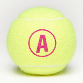 Initiaal monogram in warmroze cirkel - Personalise Tennisballen (Voorkant)