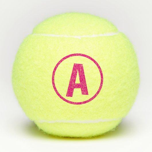 Initiaal monogram in warmroze cirkel - Personalise Tennisballen (Voorkant)