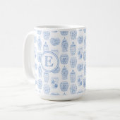 Initiaal Monogram Klassiek Blauw China Afdrukken Koffiemok (Voorkant links)