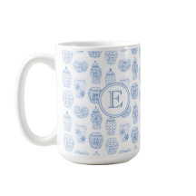 Initiaal Monogram Klassiek Blauw China Afdrukken