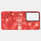 Initiaal Monogram Koraal Faux Glitter Bokeh Samsung Galaxy Hoesje (Linkerkant)