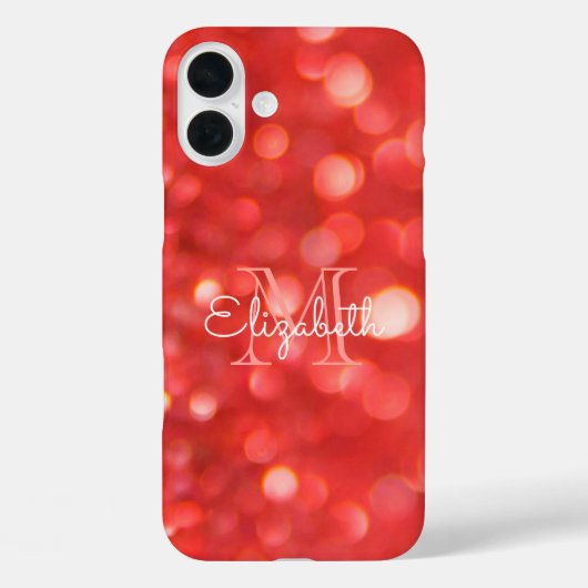 Initiaal Monogram Koraal Glitter Bokeh Case-Mate iPhone Case (Achterkant)