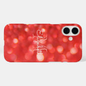 Initiaal Monogram Koraal Glitter Bokeh Case-Mate iPhone Case (Achterkant (horizontaal))