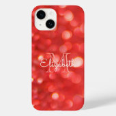 Initiaal Monogram Koraal Glitter Bokeh Case-Mate iPhone Case (Achterkant)