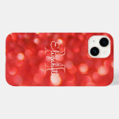Initiaal Monogram Koraal Glitter Bokeh Case-Mate iPhone Case (Achterkant (horizontaal))