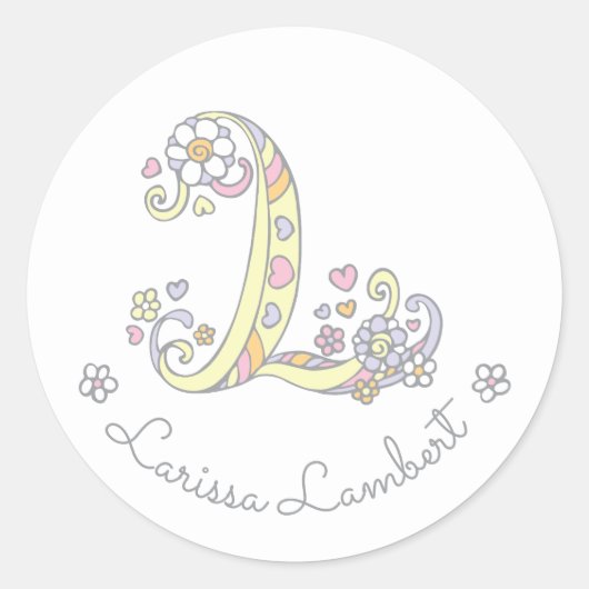 Initiaal monogram L aangepaste naam id naam sticke Ronde Sticker (Voorkant)