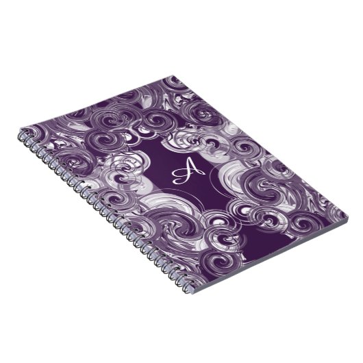 Initiaal Monogram Letter Abstract Rollend Paars Notitieboek (Rechterzijde)