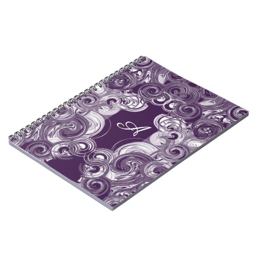 Initiaal Monogram Letter Abstract Rollend Paars Notitieboek (Linkerzijde)