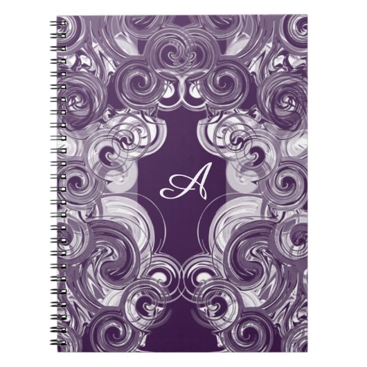Initiaal Monogram Letter Abstract Rollend Paars Notitieboek (Voorkant)