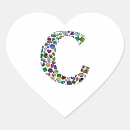 Initiaal Monogram Letter C Trendy Hart Sticker