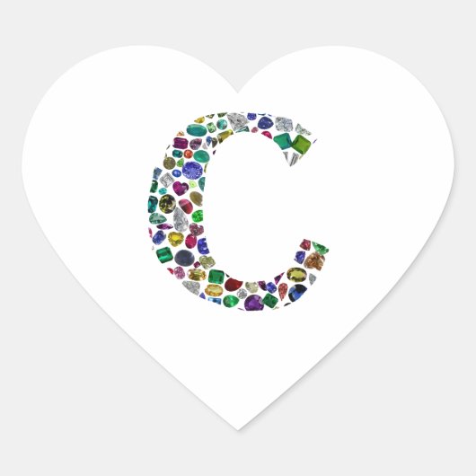 Initiaal Monogram Letter C Trendy Hart Sticker (Voorkant)