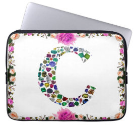 Initiaal Monogram Letter C Trendy Laptop Sleeve