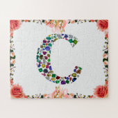 Initiaal Monogram Letter C Trendy Legpuzzel (Horizontaal)