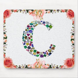 Initiaal Monogram Letter C Trendy Muismat