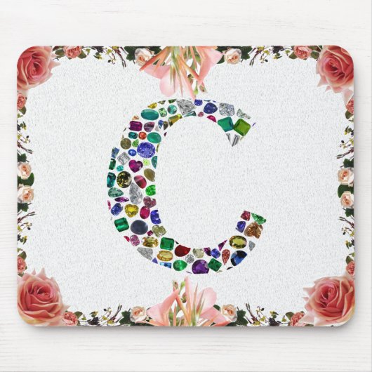 Initiaal Monogram Letter C Trendy Muismat (Voorkant)