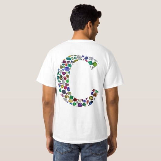 Initiaal Monogram Letter C Trendy T-shirt (Achterkant volledig)