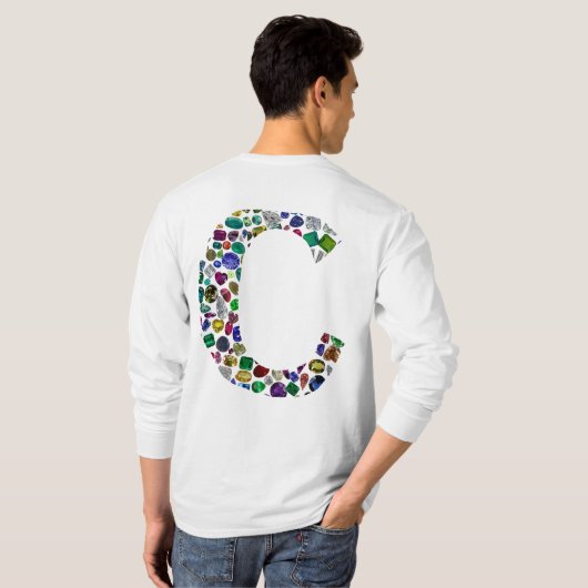 Initiaal Monogram Letter C Trendy T-shirt (Achterkant volledig)