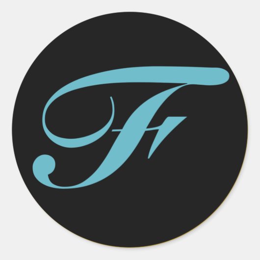 Initiaal monogram letter F Ronde Sticker (Voorkant)