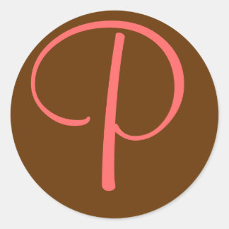 Initiaal Monogram Letter "P" - Aanpassen Ronde Sticker