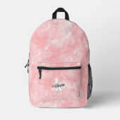 Initiaal Monogram Meisjes Waterverf Pink Bedrukte Rugzak (Voorkant)