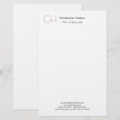Initiaal Monogram Modern Minimalistisch Eenvoudig Briefpapier (Voorkant / Achterkant)