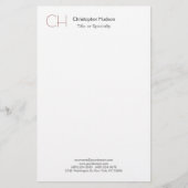 Initiaal Monogram Modern Minimalistisch Eenvoudig Briefpapier (Voorkant)