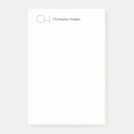Initiaal Monogram Modern Minimalistisch Eenvoudig Post-it® Notes (Voorkant)