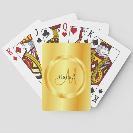 Initiaal Monogram Moderne Elegant Sjabloon Faux Go Pokerkaarten (Achterkant)