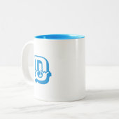 Initiaal | Monogram Moderne Trendy Blauwe Kleur Tweekleurige Koffiemok (Voorkant links)