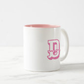 Initiaal | Monogram Moderne Trendy Blauwe Kleur Tweekleurige Koffiemok (Voorkant rechts)