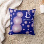 Initiaal Monogram Naam Paars Snowman 3D Balls Stip Kussen (Deken)