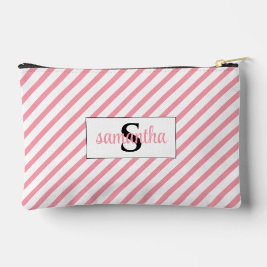Initiaal Monogram Naam Roze en Wit Etui (Achterkant)