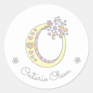 Initiaal monogram O aangepaste naam stickers met i