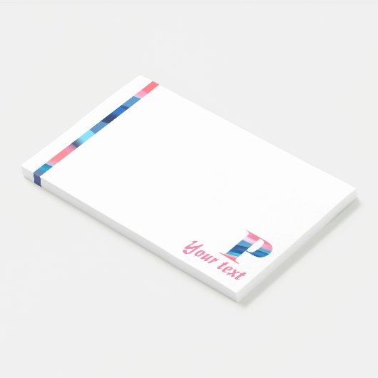 Initiaal monogram P koraal blauw Notities Post-it® Notes (Schuin)