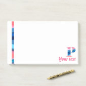 Initiaal monogram P koraal blauw Notities Post-it® Notes (Op bureau)