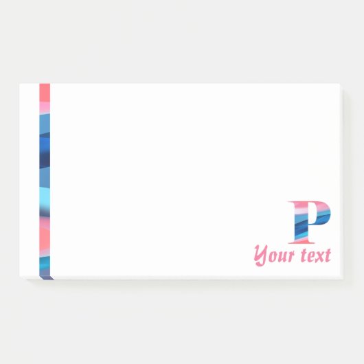 Initiaal monogram P koraal blauw Notities Post-it® Notes (Voorkant)