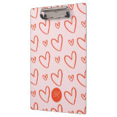 initiaal Monogram Preppy Heart Doodles - Roze & Ro Klembord (Links)