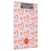 initiaal Monogram Preppy Heart Doodles - Roze & Ro Klembord (Rechts)