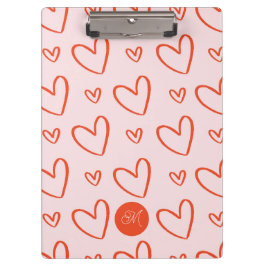 initiaal Monogram Preppy Heart Doodles - Roze & Ro Klembord