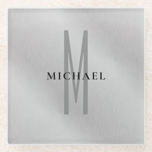 Initiaal monogram professionele afbeelding voegt j glazen onderzetter (Voorkant)