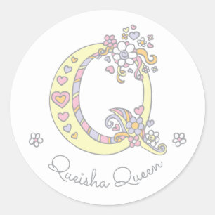 Initiaal monogram Q aangepaste naam stickers met i