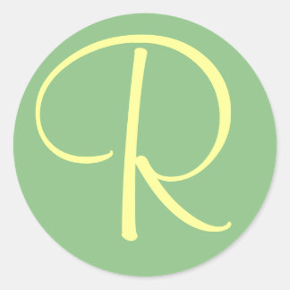 Initiaal Monogram R Groene Crème Sti... - Geperson Ronde Sticker